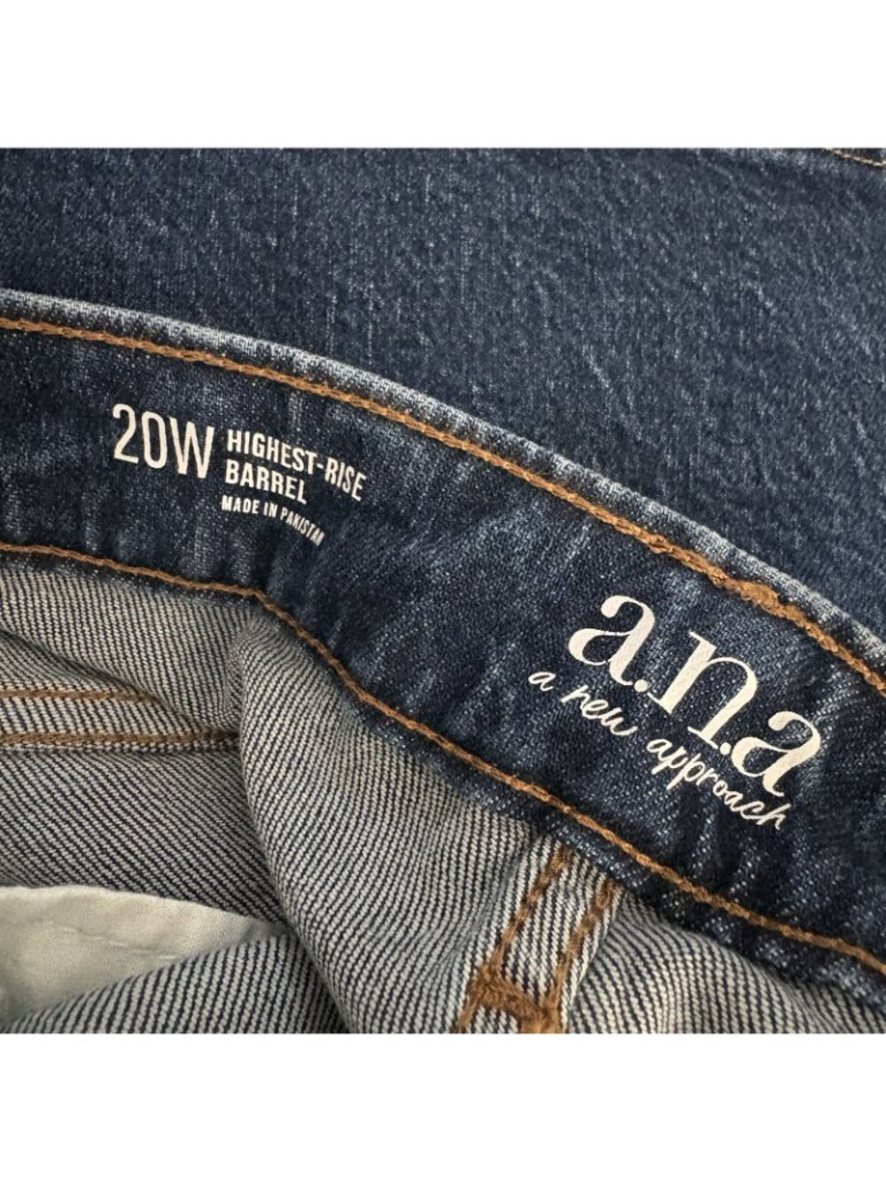 a.n.a Woman Plus Sz 20W Blue Dark Wash Denim Highest-Rise Barrel Jeans NWT - Picture 13 of 14
